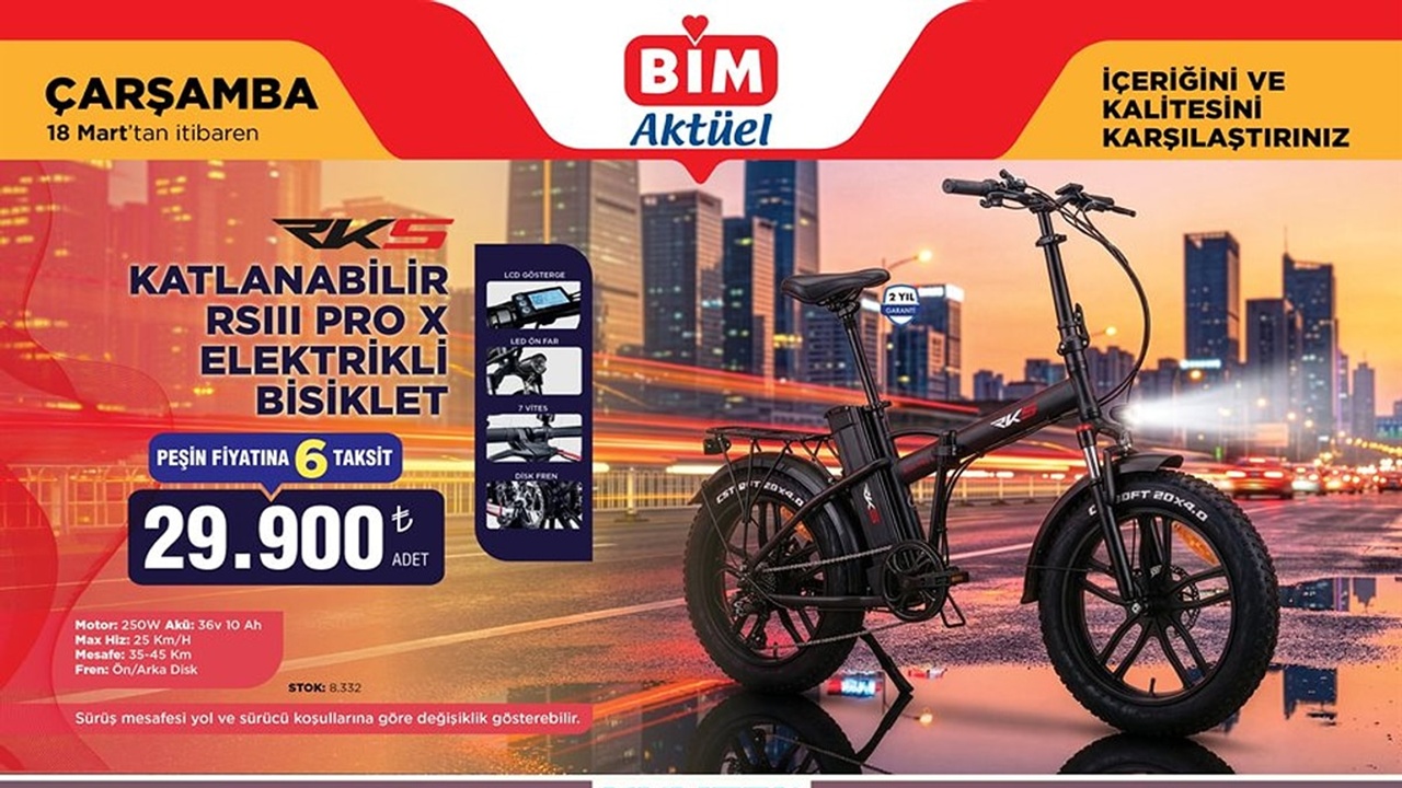 18 Mart BİM Aktüel Kataloğu ile Katlanabilir Elektrikli Bisiklet Geliyor!